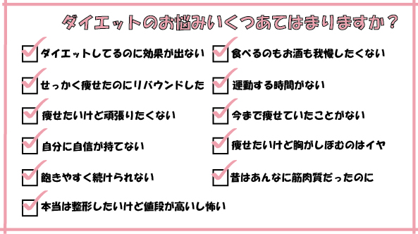 お悩みチェックシート　いくつありますか？
